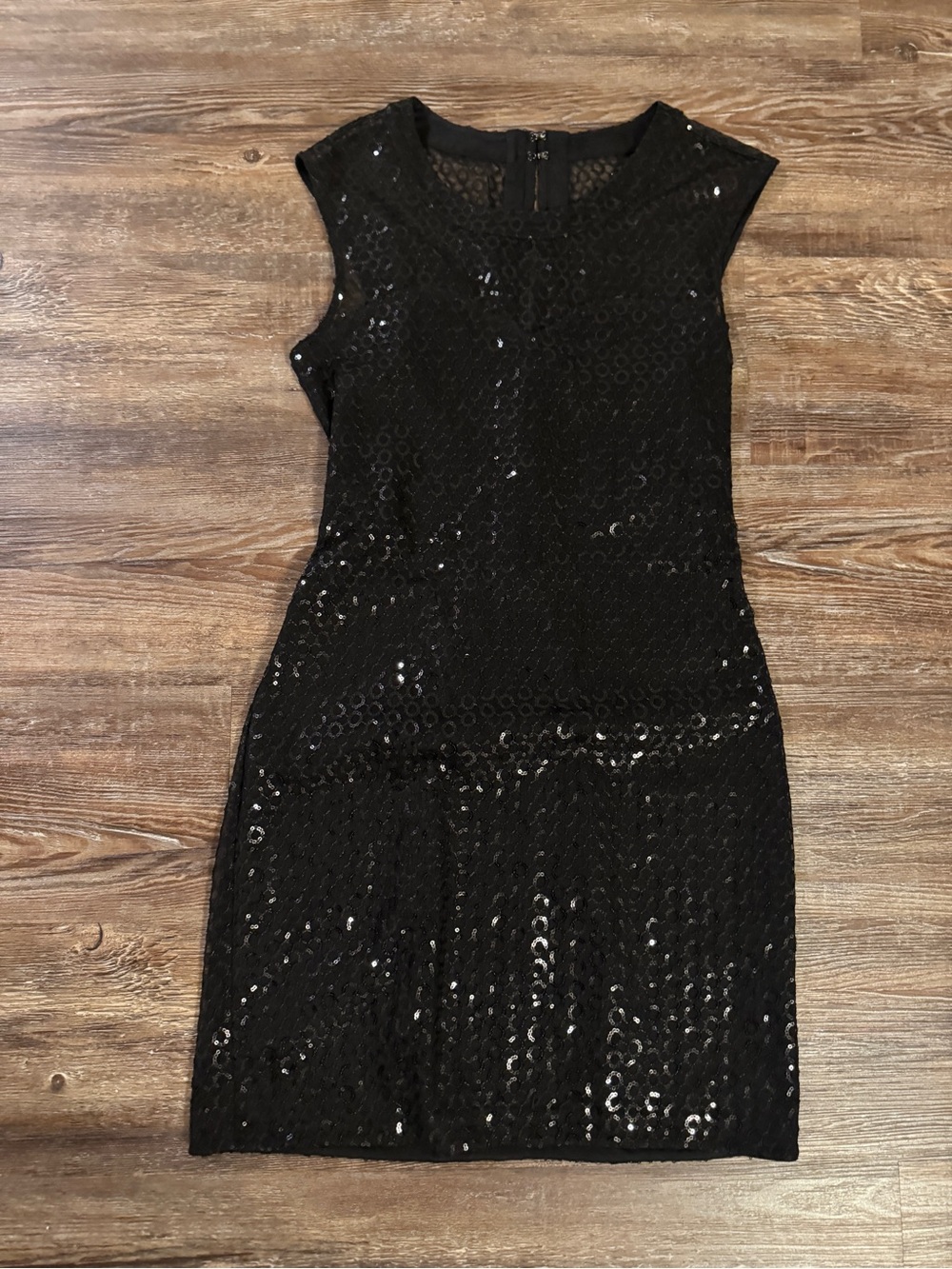 Express Black Sequin Cap Sleeve Mini Dress